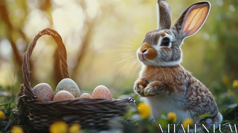 Rabbit with Easter Eggs AI Image