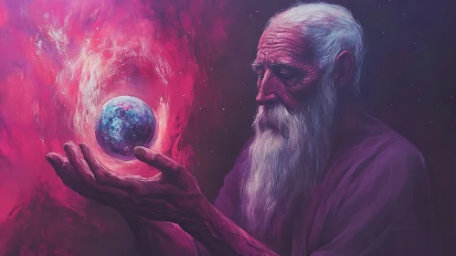 Cosmic Elder with World in Hands