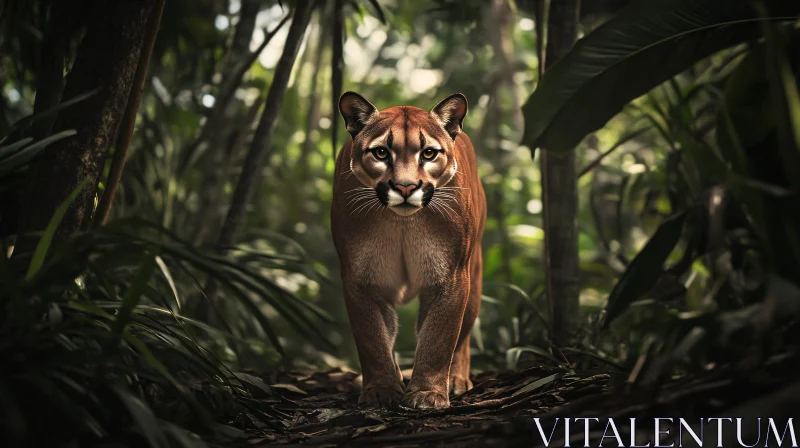 Portrait of Cougar in the Jungle AI Image