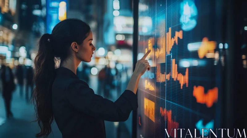 Woman Analyzing Stock Market Data AI Image