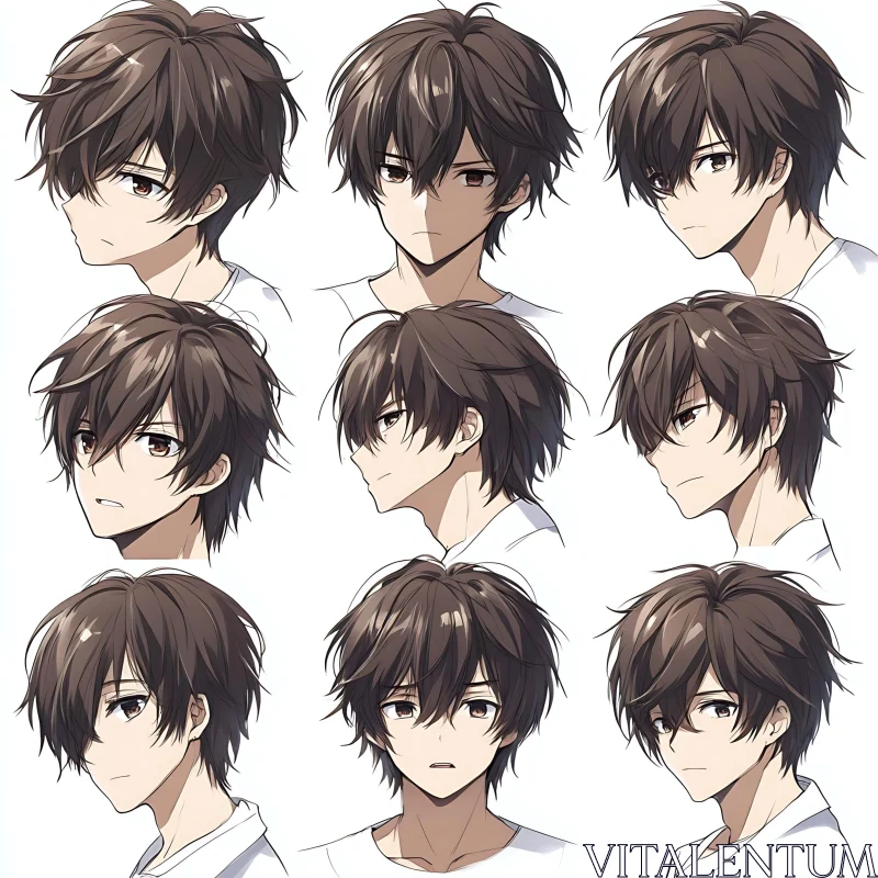 Anime Male Character Expressions Collection AI Image