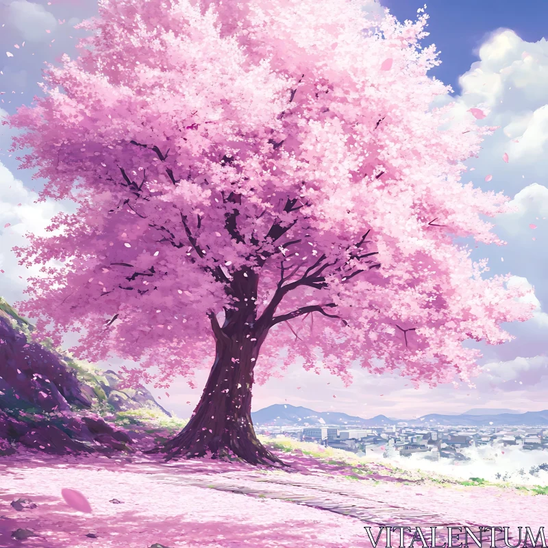 Serene Springtime Cherry Blossom AI Image