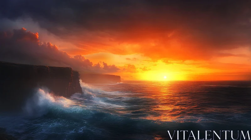 AI ART Breathtaking Sunset by the Cliffs