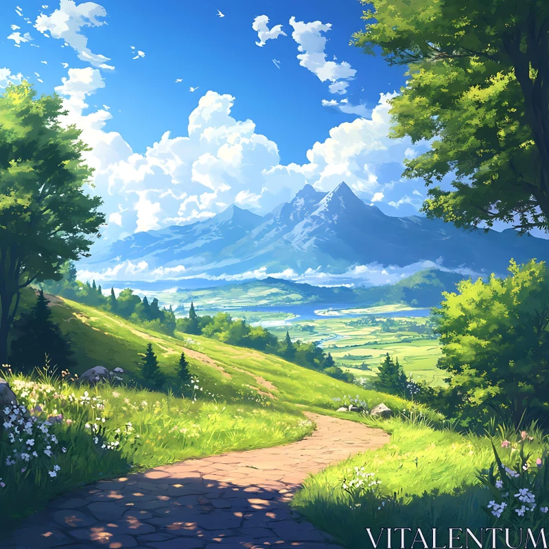 Picturesque Mountain View AI Image