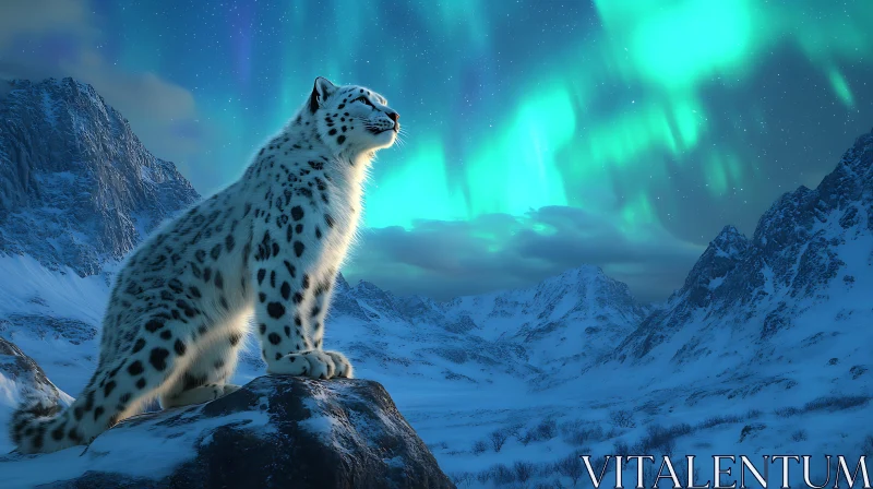 AI ART Majestic Leopard in Winter Wonderland