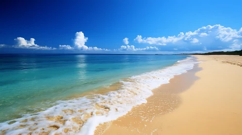 Tranquil Beach Scene with Blue Sky