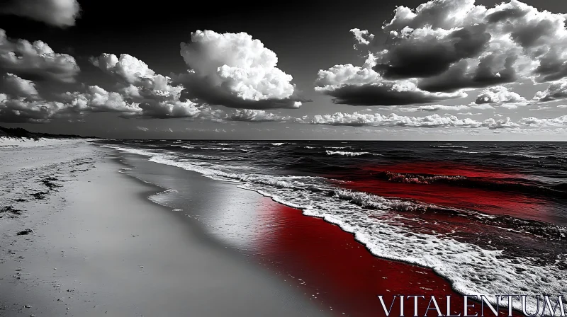 AI ART Seascape with Red Tide