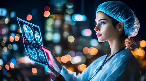 Medical Professional Examining Brain Scan