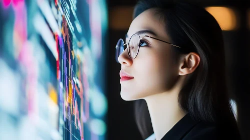 Woman Analyzing Stock Market Data