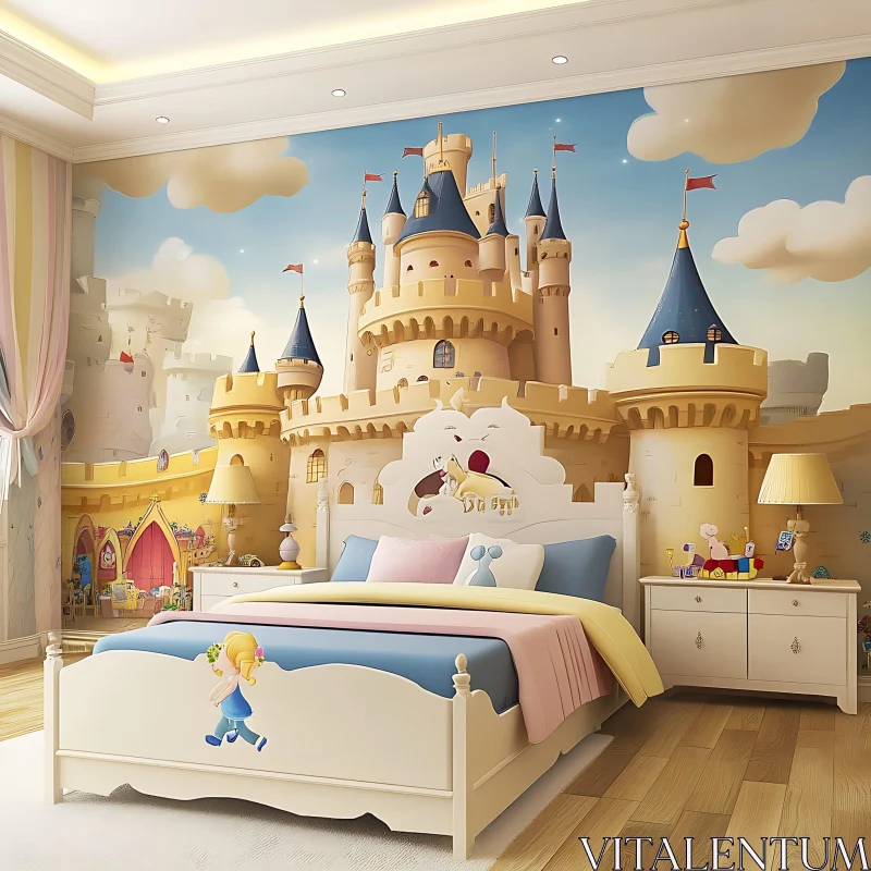 AI ART Magical Fairytale Castle Kids' Room Design