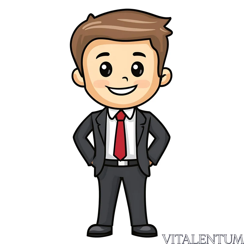 AI ART Smiling Businessman Cartoon Character