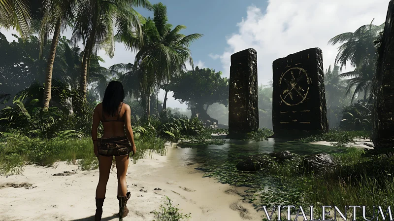 AI ART Island Monoliths Jungle Scene