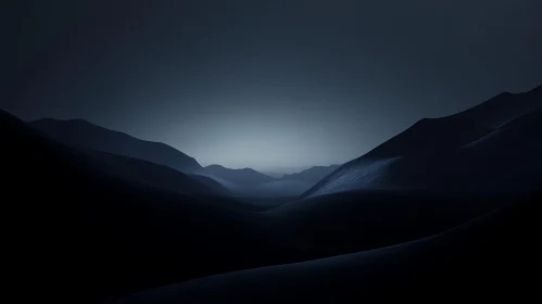 Dark Blue Mountainous Landscape