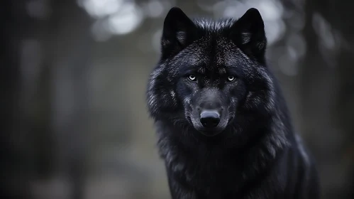 Mystic Gaze of a Black Wolf