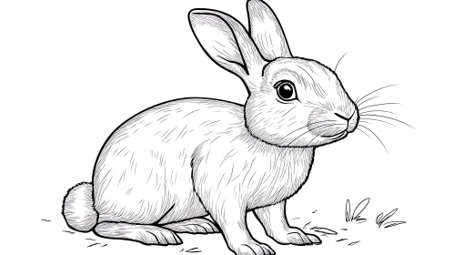 Monochrome Rabbit Illustration: A Study in Lines