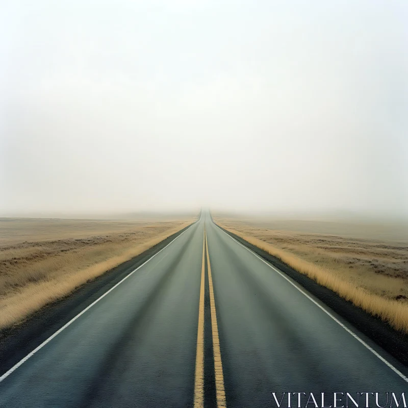 AI ART Foggy Road Landscape