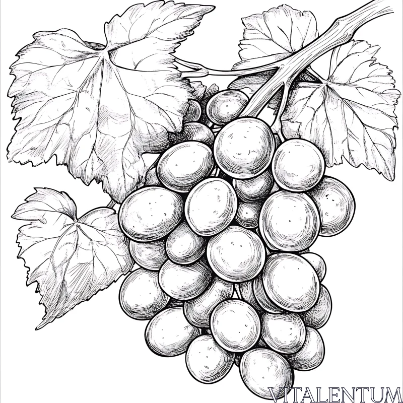 AI ART Monochrome Grape Cluster Art