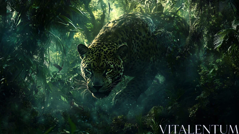 Leopard Emerging from Jungle Depths AI Image