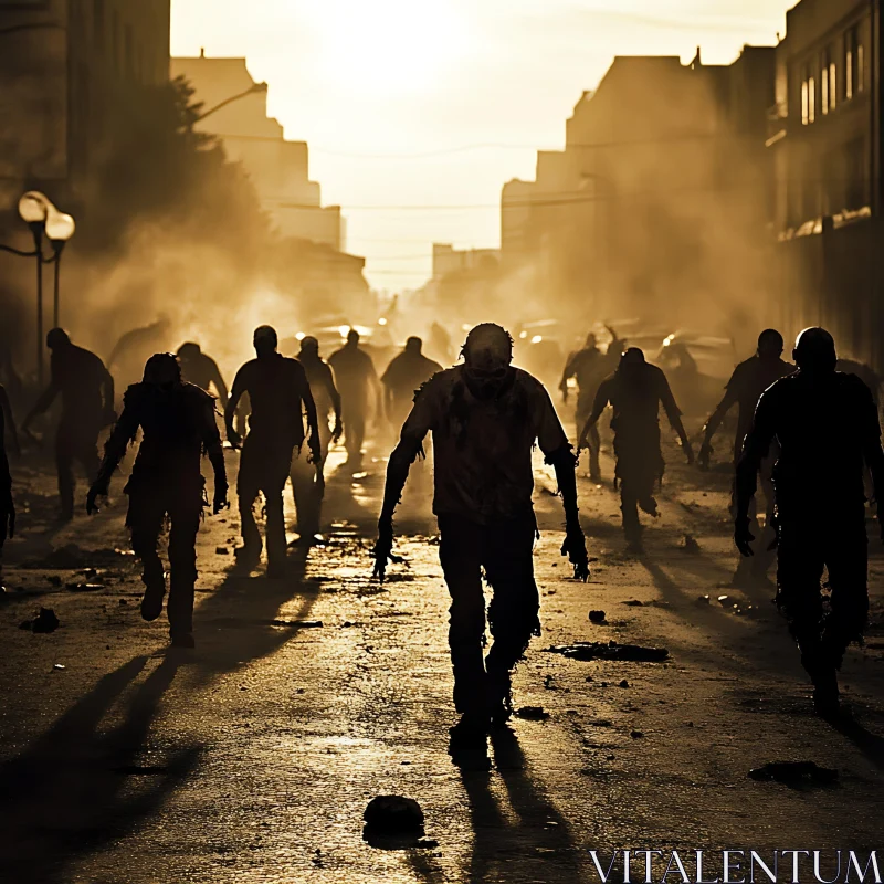 Undead March Through Abandoned Streets AI Image