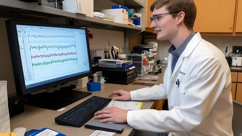 Lab Researcher Examining Scientific Data