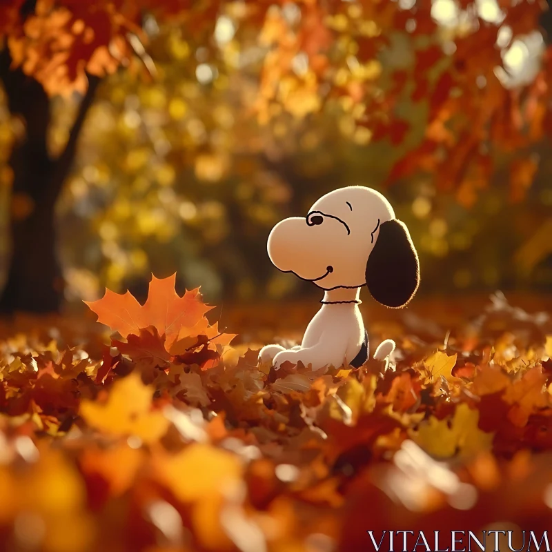 Happy Dog in Autumn Forest AI Image