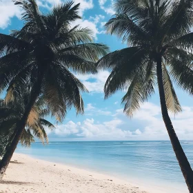 Seaside Palm Trees and Blue Sky