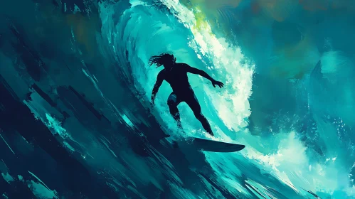 Ocean Wave Surfing Art