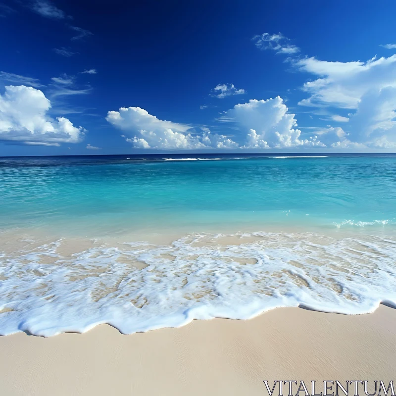 AI ART Turquoise Ocean and White Sand Beach