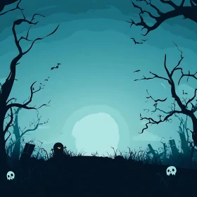 Moonlit Spooky Scene Art