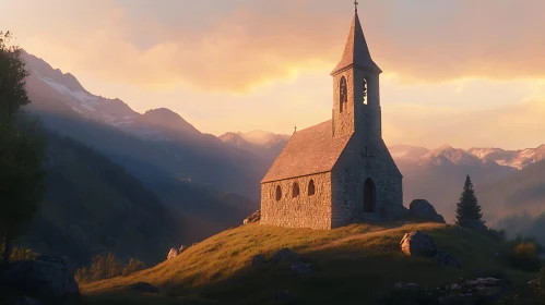 Mountain Church at Dusk