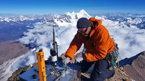 Climber on Mountain Peak