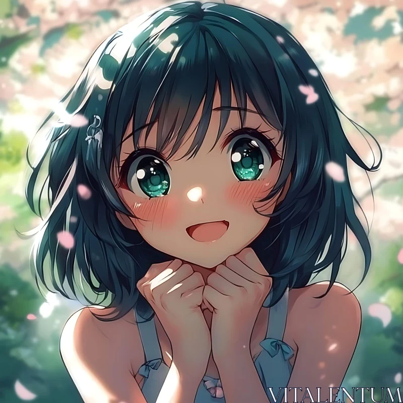 AI ART Anime Girl under Cherry Blossoms