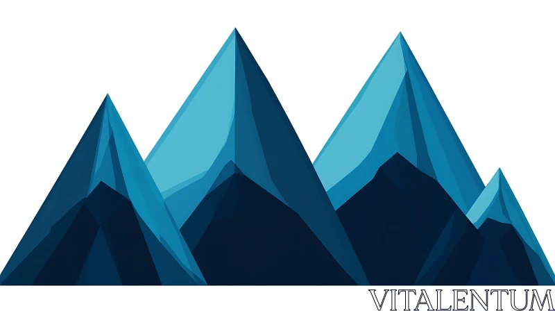 AI ART Abstract Blue Mountain Range Illustration