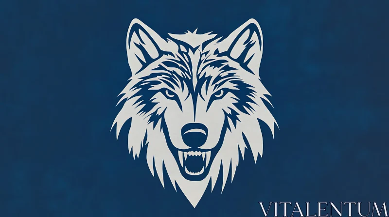 AI ART Abstract Wolf Icon on Blue