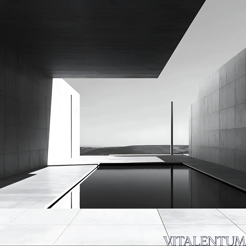 Geometric and Modernistic Concrete Pool Structure AI Image