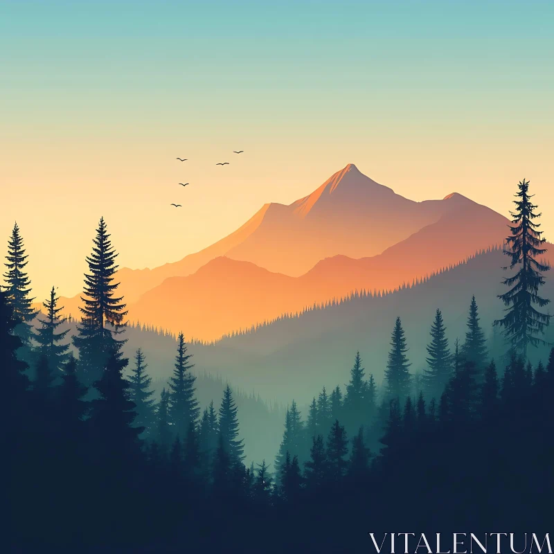 Tranquil Mountain Vista AI Image