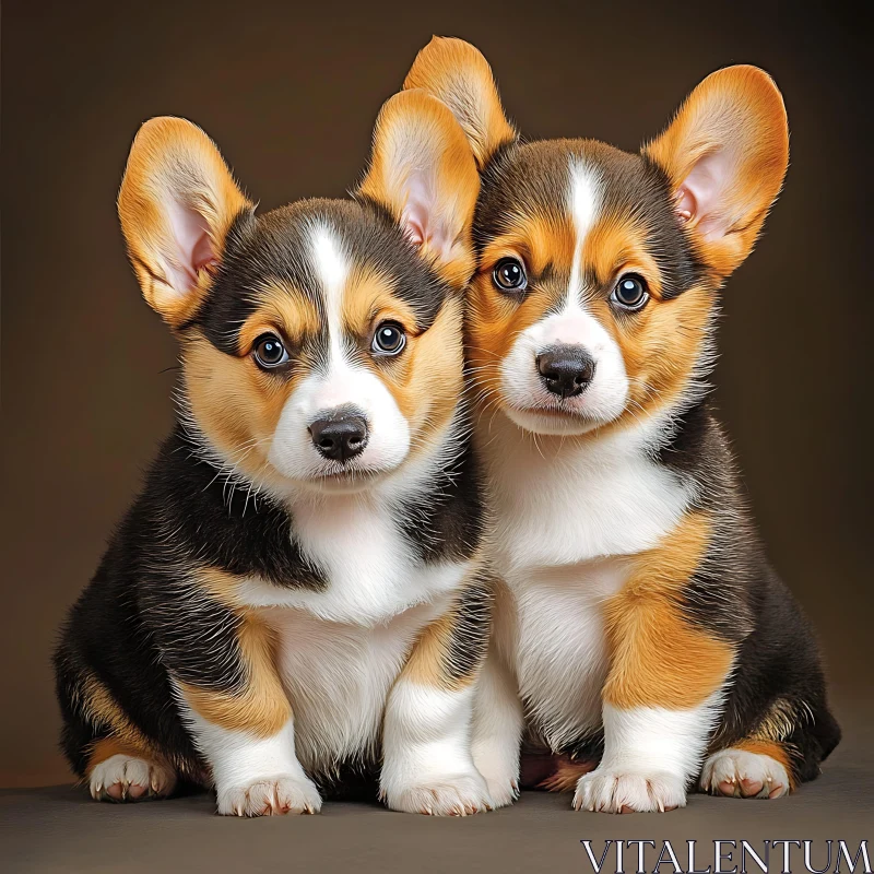 Charming Corgi Puppies Snuggled Up - Perfect Pets AI Image