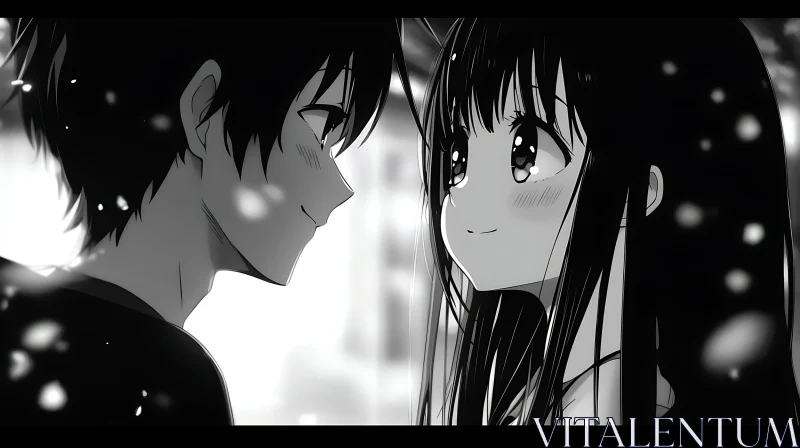 AI ART Black and White Anime Romance