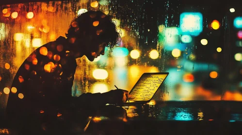 Rainy Night Writing: Silhouette by the Window