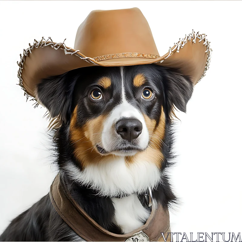 Charming Dog in Cowboy Hat AI Image