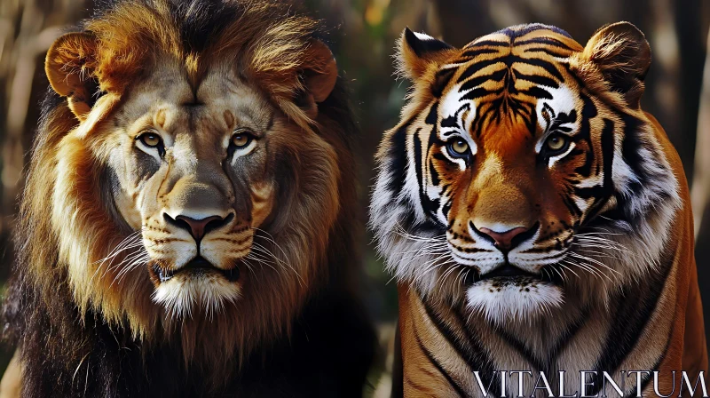 Portrait of Lion and Tiger AI Image