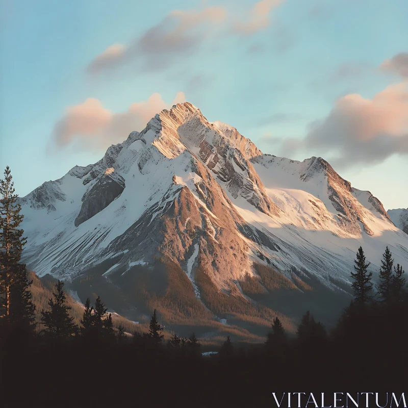 AI ART Majestic Mountain Range with Snow-Capped Peaks