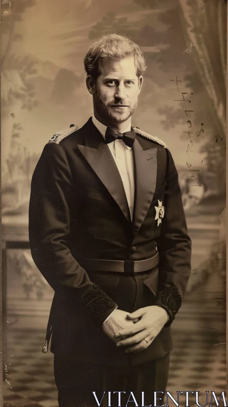 AI ART Elegant Vintage Portrait of Prince Harry