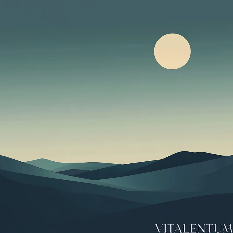 AI ART Moonlit Mountain Range