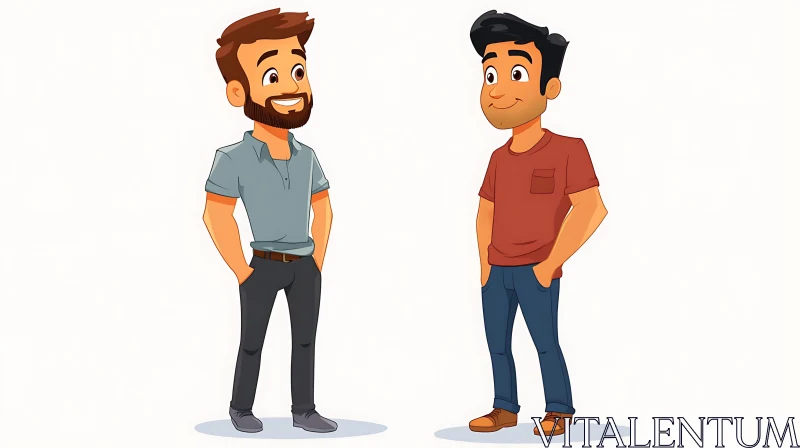 AI ART Two Cartoon Men Standing Together