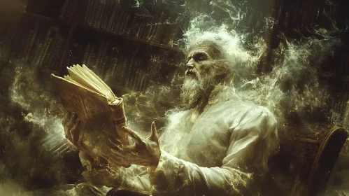Mystical Reader in Ancient Library