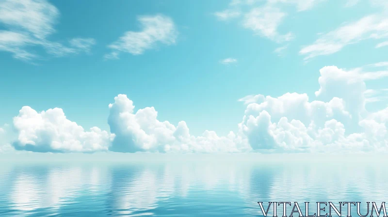 Serene Waterscape with Cloud Reflections AI Image