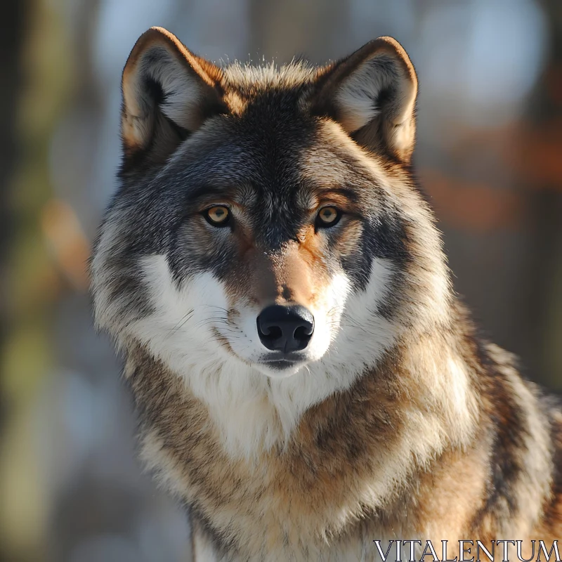 Close-Up of a Wild Wolf AI Image