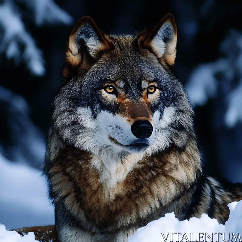 AI ART Winter Wolf in Snow