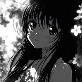 Ethereal Anime Girl in a Floral Backdrop